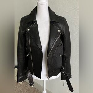 IRO Black Leather with dark navy accentMoto Jacket scotsdal